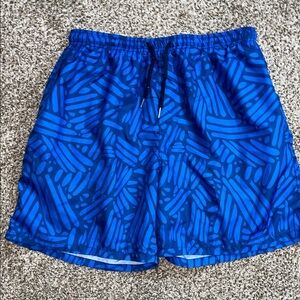 Blue Patterned Men's Swim Shorts